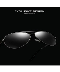 Sport Polarized Sunglasses for Men-Metal Frame Aviator Sunglasses UV 400 Protection - Black/Grey-06 - C318KI2DIO6 $12.15