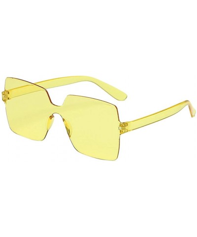 Rimless One Piece Rimless Sunglasses Transparent Trendy Oceanic Color Tinted Eyewear Retro Eyeglasses for Women Men - CJ199HZ...