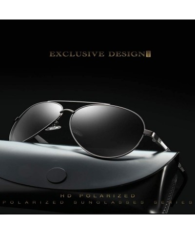 Sport Polarized Sunglasses for Men-Metal Frame Aviator Sunglasses UV 400 Protection - Black/Grey-06 - C318KI2DIO6 $12.15