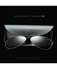 Sport Polarized Sunglasses for Men-Metal Frame Aviator Sunglasses UV 400 Protection - Black/Grey-06 - C318KI2DIO6 $12.15