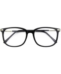 Oversized Fashion Metal Temple Horn Rimmed Clear Lens Glasses - Shiny Black - C012799G3IJ $10.55