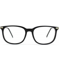 Oversized Fashion Metal Temple Horn Rimmed Clear Lens Glasses - Shiny Black - C012799G3IJ $10.55