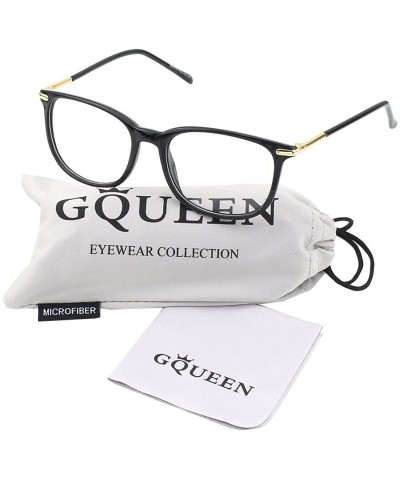 Oversized Fashion Metal Temple Horn Rimmed Clear Lens Glasses - Shiny Black - C012799G3IJ $10.55