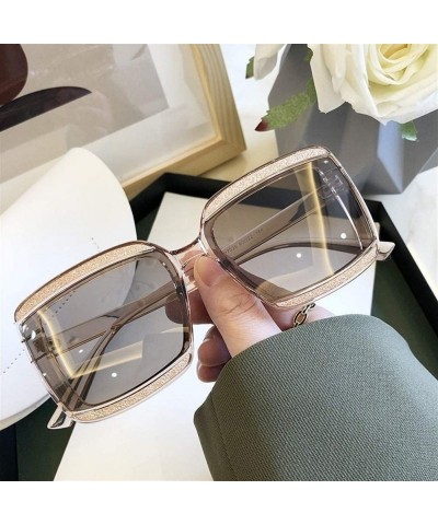 Oversized Shiny Frame Polarized Oversized Sunglasses for Women Thin Face Shades - White - CU1906DUCQR $13.97