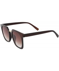 Round Modern Oversized Sunglasses for Men & Women Retro Square Sunnies - Brown Frame/Brown Lens - CH18U65R7SK $14.23
