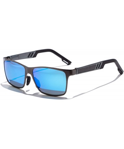 Rectangular Raymond Polarized Driving Sunglasses - Black Blue - CZ196YM0TYN $33.28