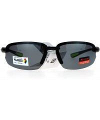 Sport Polarized Lens Sunglasses Rimless Sports Oval Rectangular Frame - Black Green - CX12J532QTR $15.10