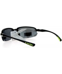 Sport Polarized Lens Sunglasses Rimless Sports Oval Rectangular Frame - Black Green - CX12J532QTR $15.10