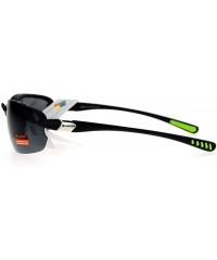 Sport Polarized Lens Sunglasses Rimless Sports Oval Rectangular Frame - Black Green - CX12J532QTR $15.10