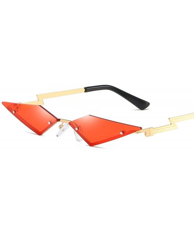 Round Small Rimless Cateye Party Sunglasses for small face - Flame Style Women Sun Glasses (red) - CB194OSYS2N $7.55