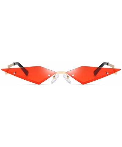 Round Small Rimless Cateye Party Sunglasses for small face - Flame Style Women Sun Glasses (red) - CB194OSYS2N $7.55