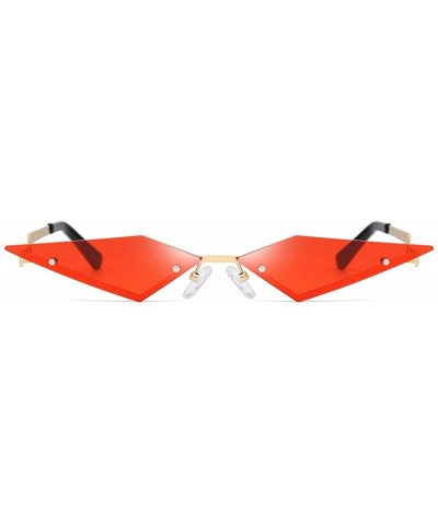 Round Small Rimless Cateye Party Sunglasses for small face - Flame Style Women Sun Glasses (red) - CB194OSYS2N $7.55