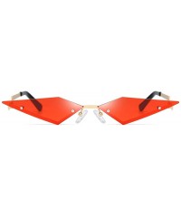 Round Small Rimless Cateye Party Sunglasses for small face - Flame Style Women Sun Glasses (red) - CB194OSYS2N $7.55