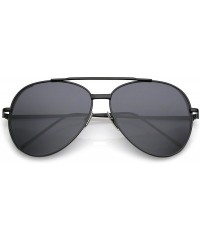 Aviator Classic Crossbar Metal Slim Arms Color Mirrored Teardrop Flat Lens Aviator Sunglasses 56mm - Black / Smoke Mirror - C...
