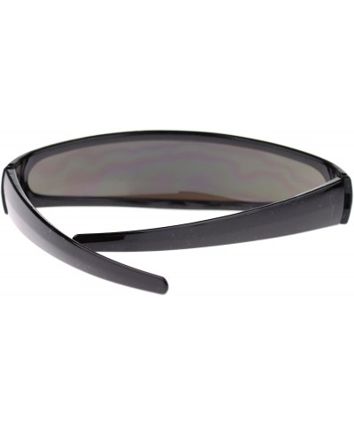 Wrap Cyclops Robot Costume Sunglasses Party Rave Futuristic Mirror Lens - Black (Blue Mirror) - CJ18880E8M5 $19.69