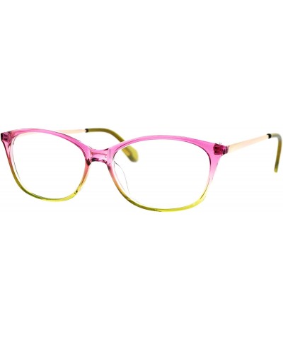 Oval Womens Magnified Reading Glasses Oval Rectangular Designer Frame - Pink Green - CN186UT69MO $11.95