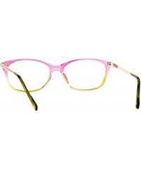 Oval Womens Magnified Reading Glasses Oval Rectangular Designer Frame - Pink Green - CN186UT69MO $11.95