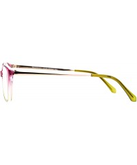 Oval Womens Magnified Reading Glasses Oval Rectangular Designer Frame - Pink Green - CN186UT69MO $11.95