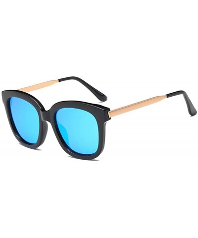 Round Men Women Polarized Sunglasses Classic Rimmed UV400 Driving Sunglasses - Black-blue - CG18RNE89I3 $17.61