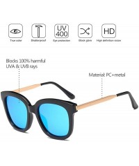 Round Men Women Polarized Sunglasses Classic Rimmed UV400 Driving Sunglasses - Black-blue - CG18RNE89I3 $9.52