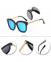 Round Men Women Polarized Sunglasses Classic Rimmed UV400 Driving Sunglasses - Black-blue - CG18RNE89I3 $9.52