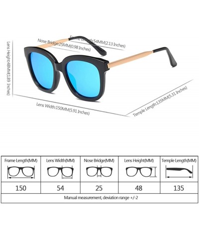 Round Men Women Polarized Sunglasses Classic Rimmed UV400 Driving Sunglasses - Black-blue - CG18RNE89I3 $9.52