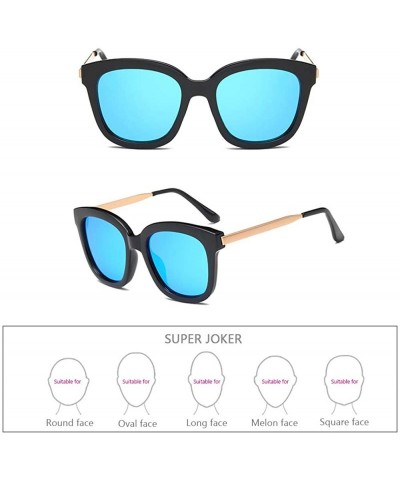 Round Men Women Polarized Sunglasses Classic Rimmed UV400 Driving Sunglasses - Black-blue - CG18RNE89I3 $9.52