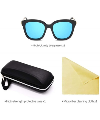 Round Men Women Polarized Sunglasses Classic Rimmed UV400 Driving Sunglasses - Black-blue - CG18RNE89I3 $9.52