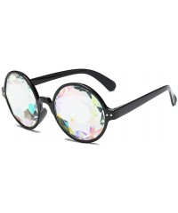 Goggle Kaleidoscope Glasses-Halloween Rave Rainbow Crystal Lens Steampunk Goggles - Black+clear(round) - CL18ONYOMKR $19.64