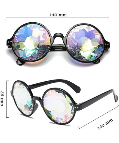 Goggle Kaleidoscope Glasses-Halloween Rave Rainbow Crystal Lens Steampunk Goggles - Black+clear(round) - CL18ONYOMKR $19.64