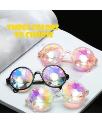 Goggle Kaleidoscope Glasses-Halloween Rave Rainbow Crystal Lens Steampunk Goggles - Black+clear(round) - CL18ONYOMKR $19.64