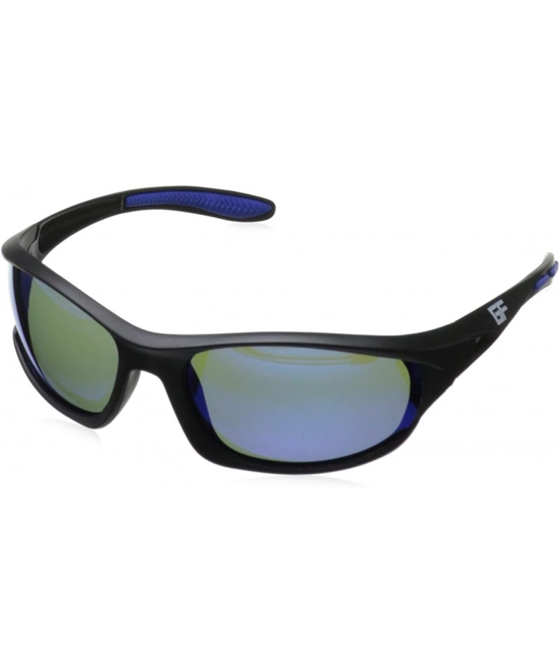 Sport Sunglasses Rockfish 245 Polarized Wrap Sungalsees - Matte Black & Blue - CZ11HHHUX5D $35.16