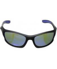 Sport Sunglasses Rockfish 245 Polarized Wrap Sungalsees - Matte Black & Blue - CZ11HHHUX5D $35.16