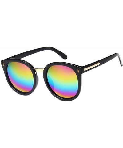 Oversized Women's Gold Arrow Detail Oversized Round Sunglasses - Black - CF185X7G3TH $12.05