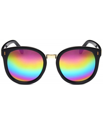Oversized Women's Gold Arrow Detail Oversized Round Sunglasses - Black - CF185X7G3TH $12.05