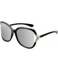 Oversized Oversized Polarized Sunglasses for Women TR90 Fashion Designer Shades - Black Frame / Silver Mirrored Lens - C5196E...