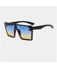 Oversized Oversized Square Sunglasses for Women Rivet Frame Eyewear - C8 Black Blue Yellow - C11987AWSXS $12.04