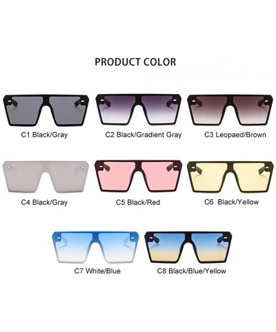 Oversized Oversized Square Sunglasses for Women Rivet Frame Eyewear - C8 Black Blue Yellow - C11987AWSXS $12.04