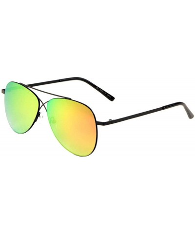 Round Rimless Round Aviator Crossed Bridge Color Mirror Sunglasses - Green - CI197NC4NRY $28.33