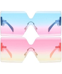 Square Oversized Square Sunglasses for Women Rimless Frame Candy Color Transparent Glasses - CF18INOLNII $24.98