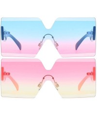 Square Oversized Square Sunglasses for Women Rimless Frame Candy Color Transparent Glasses - CF18INOLNII $24.98