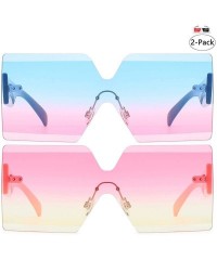 Square Oversized Square Sunglasses for Women Rimless Frame Candy Color Transparent Glasses - CF18INOLNII $24.98