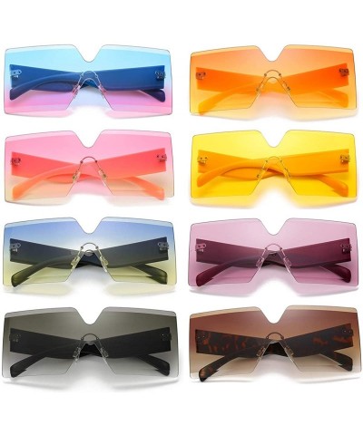 Square Oversized Square Sunglasses for Women Rimless Frame Candy Color Transparent Glasses - CF18INOLNII $24.98