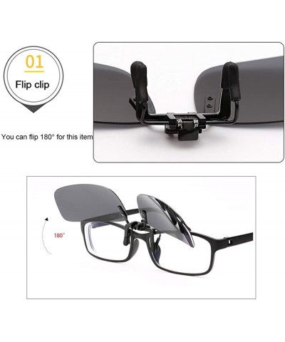 Square Polarized Clip-on Sunglasses Lenses for Outdoor Walking Fishing Driving Cycling - CW18I29E7GE $12.01