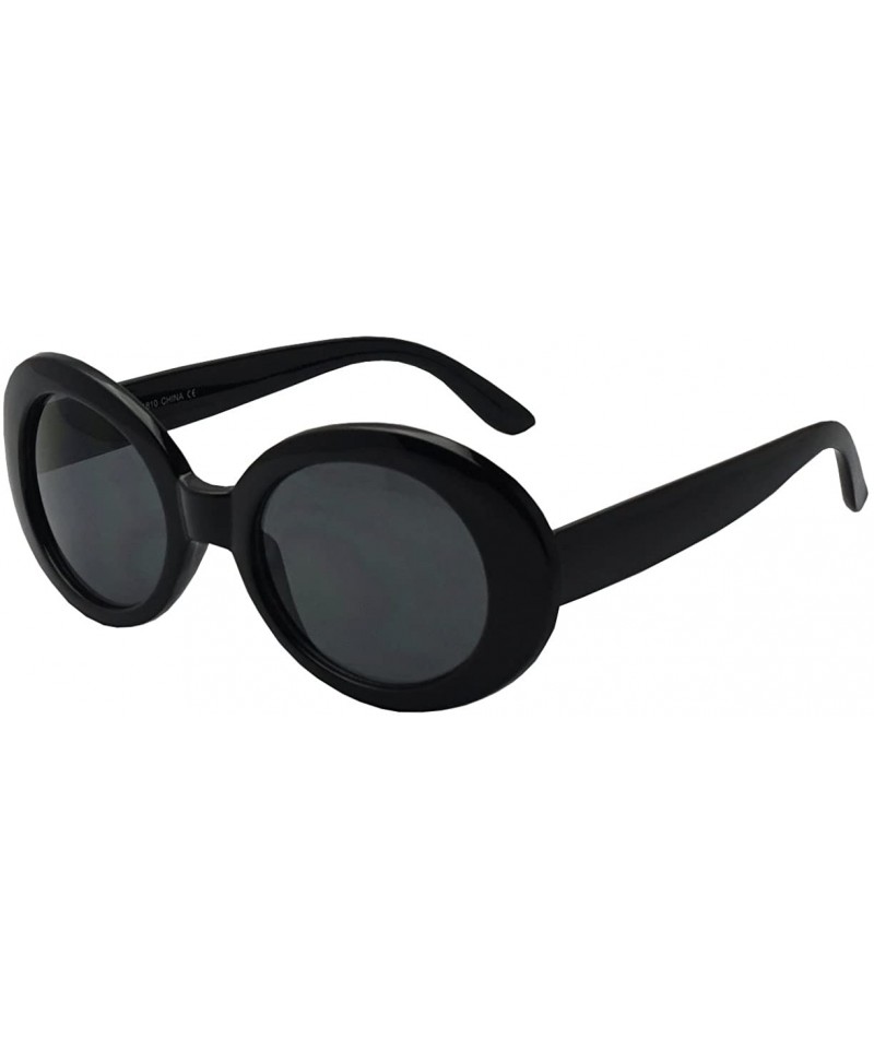 Oversized Colorful Oval Kurt Cobain Inspired Clout Goggles Mod Round Pop Fashion Nirvana Sunglasses - Black - CV182EWZKHH $12.92