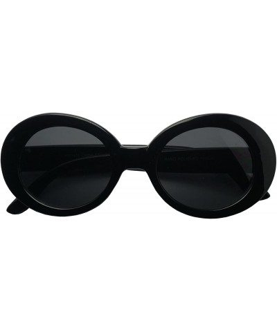 Oversized Colorful Oval Kurt Cobain Inspired Clout Goggles Mod Round Pop Fashion Nirvana Sunglasses - Black - CV182EWZKHH $12.92