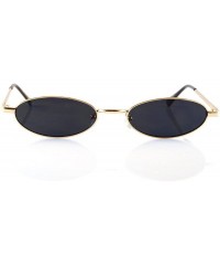 Round Vintage Slim Wide Open Oval Flat Lens Smoke Color Tinted Sunglasses A176 - Black Smoke - CJ18GD5QI34 $9.52