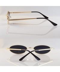 Round Vintage Slim Wide Open Oval Flat Lens Smoke Color Tinted Sunglasses A176 - Black Smoke - CJ18GD5QI34 $9.52