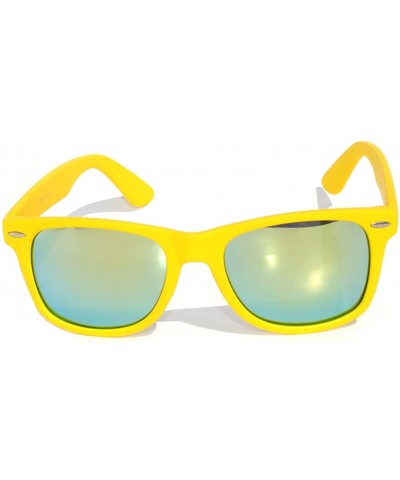 Wayfarer Classic Vintage Colored Mirror Lens Sunglasses Matte Frame Many Colors - Yellow - Green - C811NIWU0VD $17.60