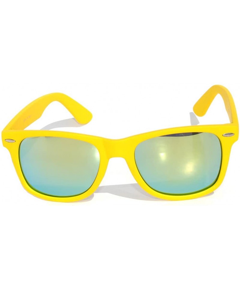 Wayfarer Classic Vintage Colored Mirror Lens Sunglasses Matte Frame Many Colors - Yellow - Green - C811NIWU0VD $7.13